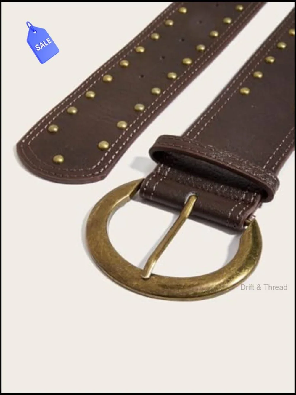 Wide Western Cowgirl Leather Belt Chunky Metal Buckle for Jeans Dresses